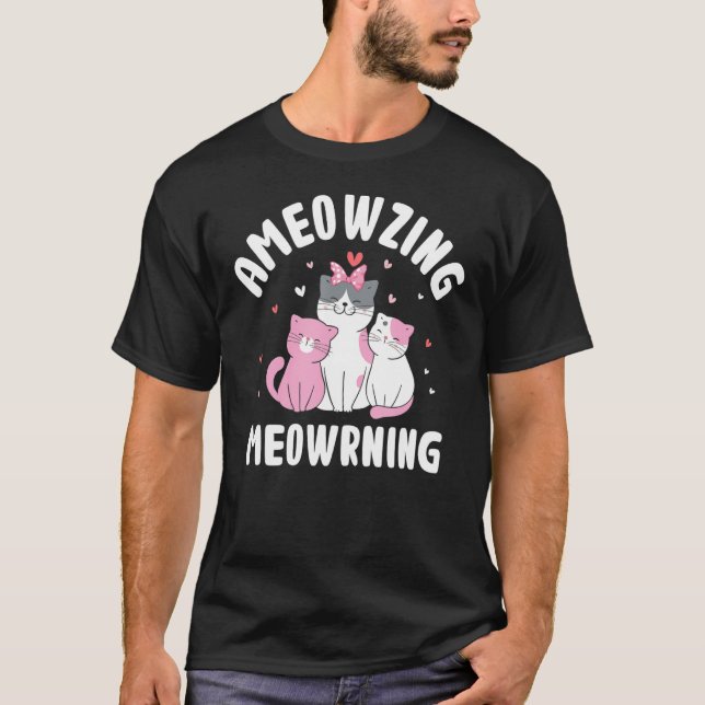 Camiseta Ameowsing Meowrning Cat Mom Beautiful Cat Dad (Anverso)