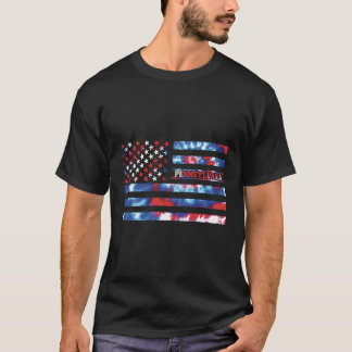 Camiseta Amer patriótico del tinte rojo azul blanco de Pens
