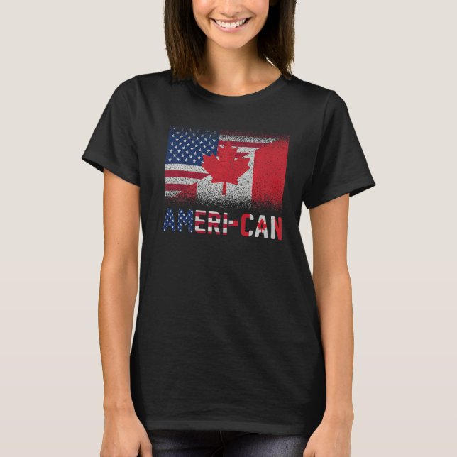 Camiseta Ameri Can Ue Eh America Canadá Bandera Canad Ameri (Anverso)