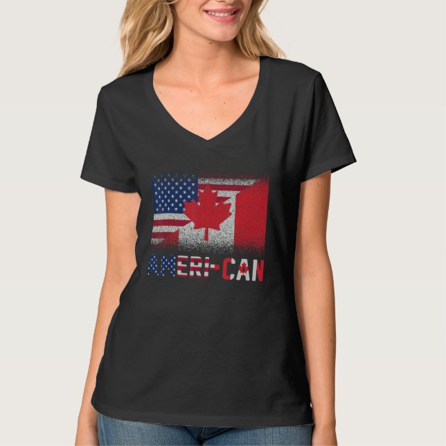 Camiseta Ameri Can Ue Eh America Canadá Bandera Canad Ameri (Anverso)