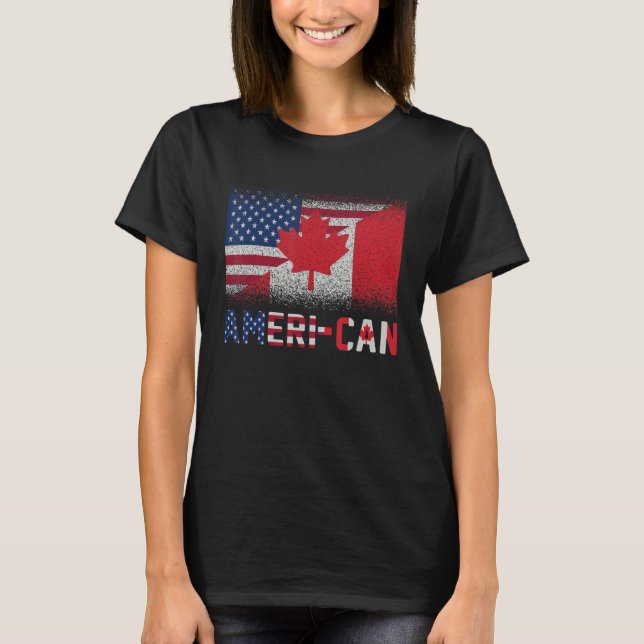 Camiseta Ameri Can Ue Eh America Canadá Bandera Canad Ameri (Anverso)