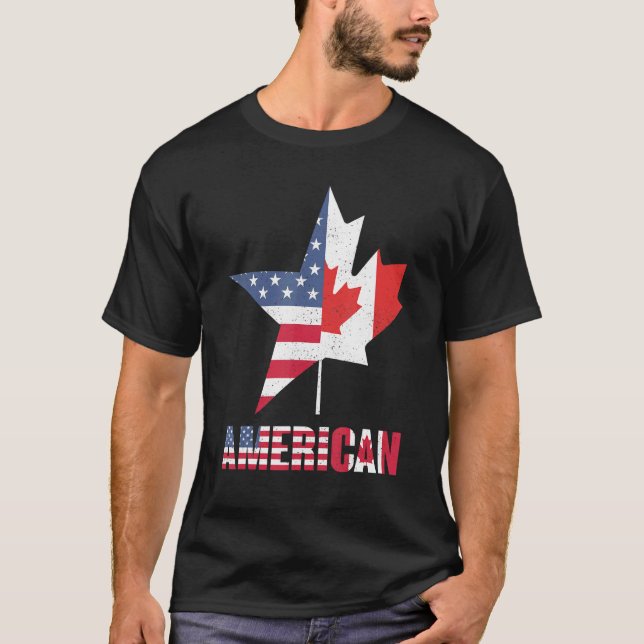 Camiseta Ameri puede Estados Unidos Canadá Bandera Orgullo  (Anverso)