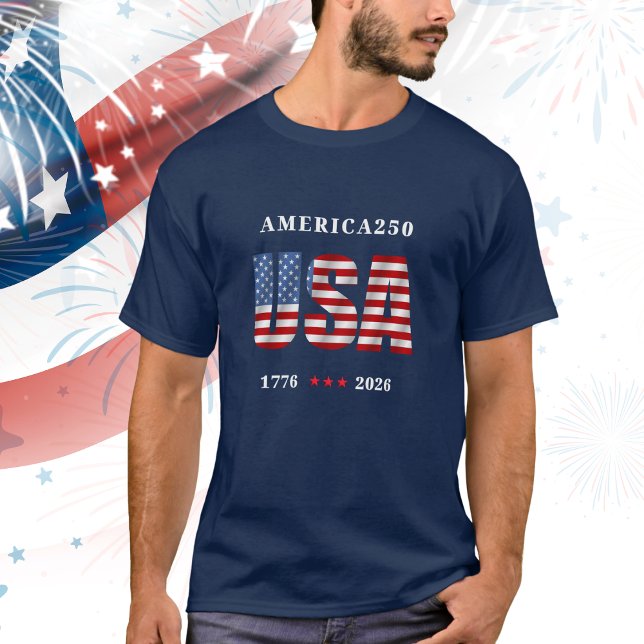 Camiseta AMÉRICA250 1776-2026 Celebración (AMERICA250 1776-2026 Celebration T-Shirt - Mens Red White and Blue)