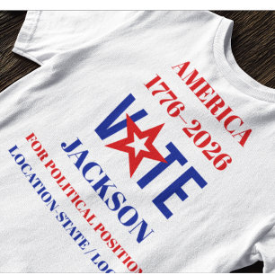 Camiseta América 1776-2026 Vota Candidato Personalizado Cam