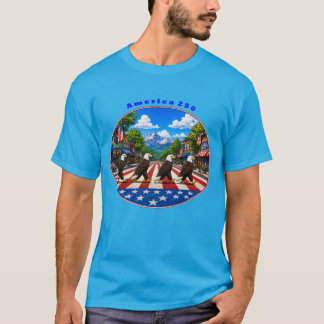 Camiseta América 250 con cuatro águilas calvas en la carret
