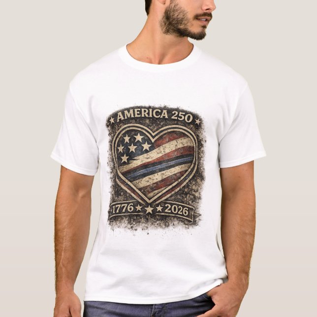 Camiseta America 250 Heart – 1776–2026 Patriotic USA (Anverso)