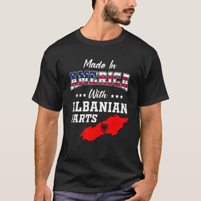 Camiseta America Albanian Parts Albania Map USA Flag Ancest (Anverso)
