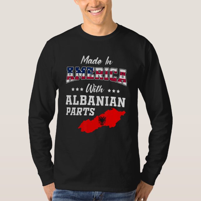 Camiseta America Albanian Parts Albania Map USA Flag Ancest (Anverso)