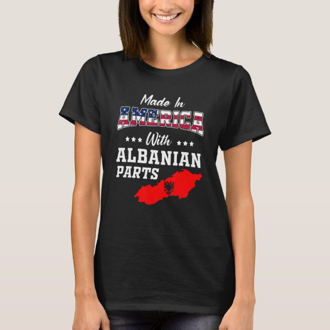 Camiseta America Albanian Parts Albania Map USA Flag Ancest (Anverso)