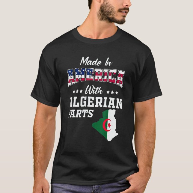 Camiseta America Algerian Parts Algeria Map USA Flag Ancest (Anverso)