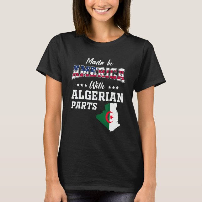 Camiseta America Algerian Parts Algeria Map USA Flag Ancest (Anverso)