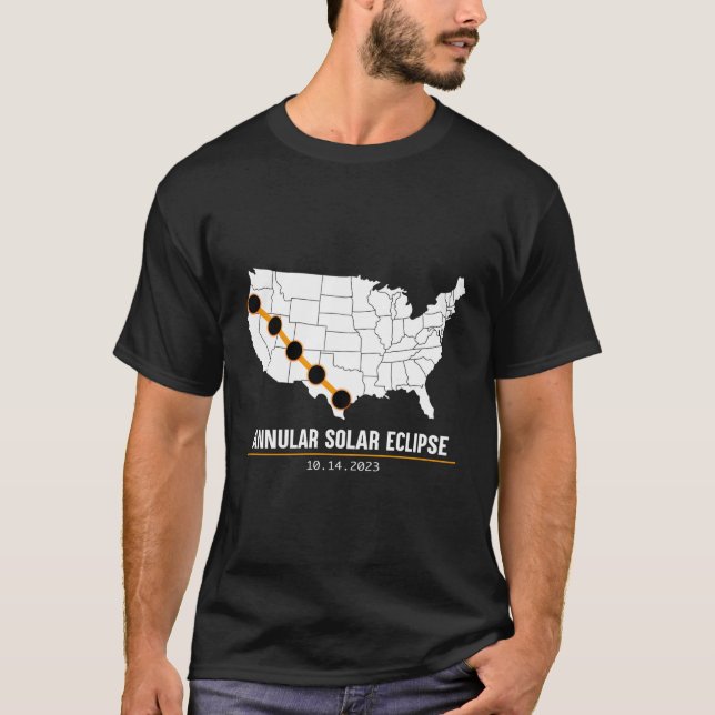 Camiseta America Anular Eclipse Solar Map Usa 2023 State E (Anverso)