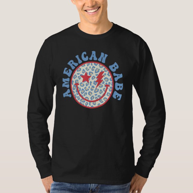 Camiseta America Babe Vibes Face Smile American Flag 4th Of (Anverso)