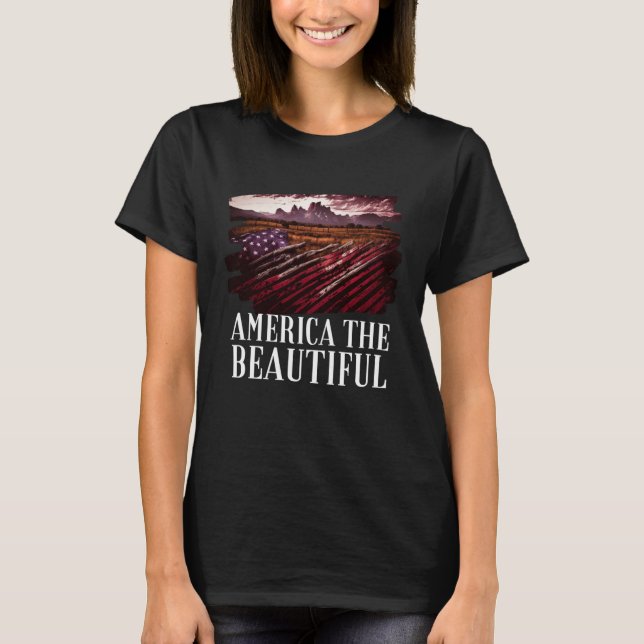 Camiseta America Beautiful Mountains Purple Patriotic Decor (Anverso)
