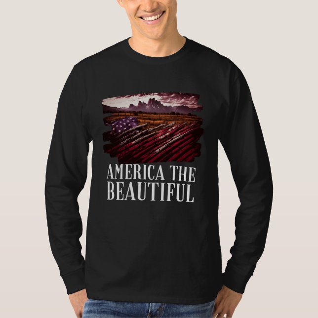 Camiseta America Beautiful Mountains Purple Patriotic Decor (Anverso)