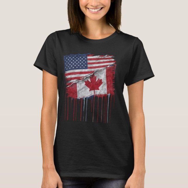 Camiseta América Canadá marca mitad estadounidense mitad ca (Anverso)