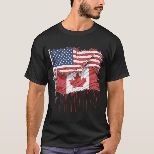 Camiseta América Canadá marca mitad estadounidense mitad ca (Anverso)