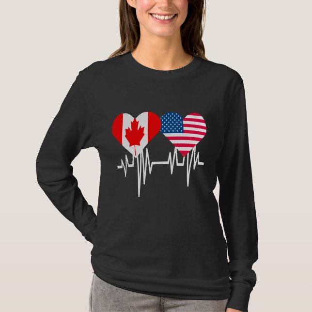 Camiseta América Canadá Pareja Corazón (Anverso)