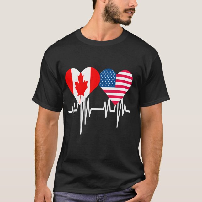 Camiseta América Canadá Pareja Corazón (Anverso)