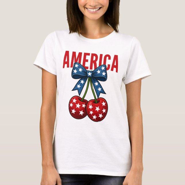 Camiseta America Cherries Coquette Bow (Anverso)