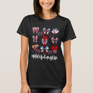 Camiseta America Coquette Bow Fireworks Phlebotomía Happy 4