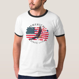 Camiseta América desde 1776 Acuarela Bandera/Águila/Estrell