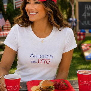 Camiseta América es 1776 Tipografía 4 de julio Blanca