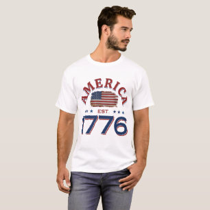 CAMISETA AMÉRICA EST 1776 BANDERA ESTADOUNIDENSE 4 DE JULIO