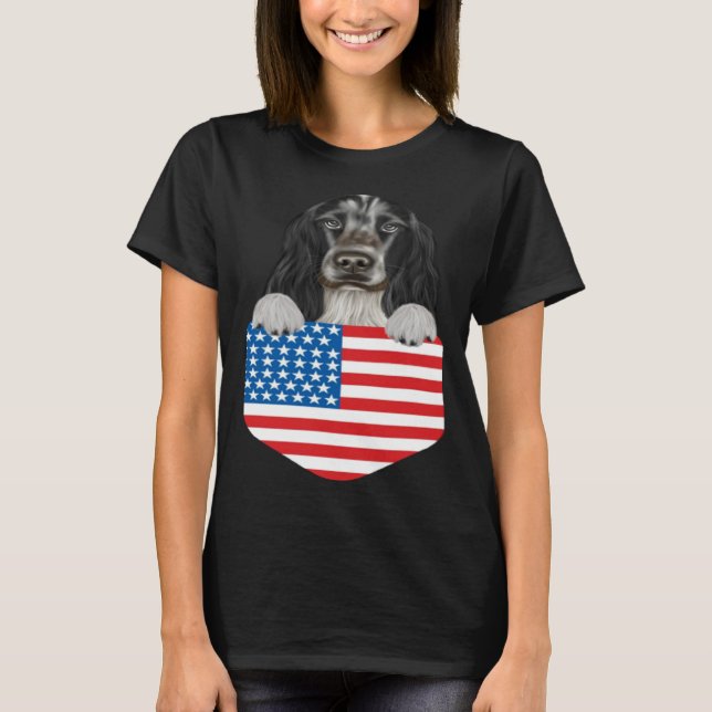Camiseta America Flag English Cocker Spaniel Dog In Pocket (Anverso)