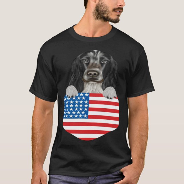 Camiseta America Flag English Cocker Spaniel Dog In Pocket (Anverso)