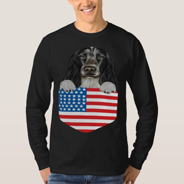 Camiseta America Flag English Cocker Spaniel Dog In Pocket (Anverso)