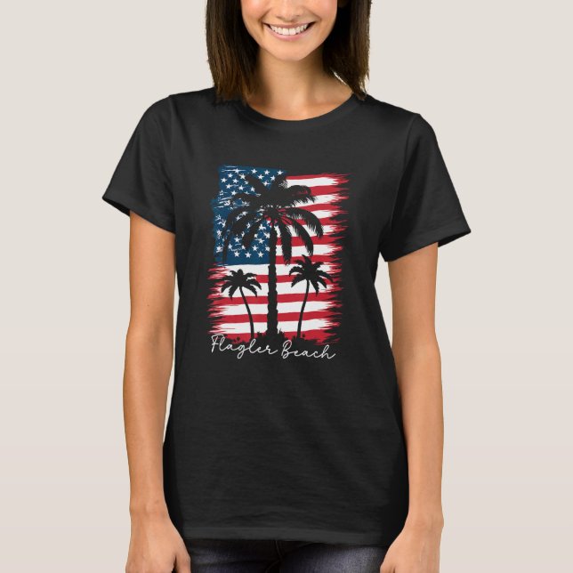 Camiseta America Flag Flagler Beach Palm Tree Summer Vibe 4 (Anverso)