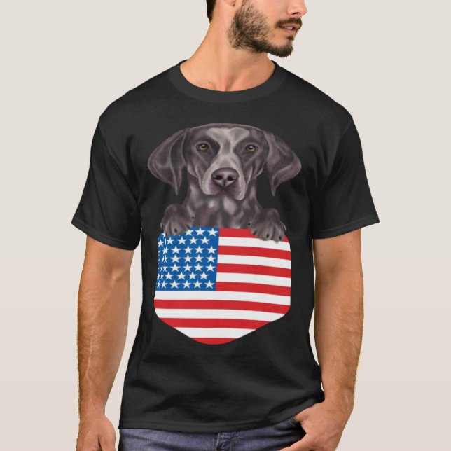 Camiseta America Flag German Shorthaired Pointer Dog In Poc (Anverso)