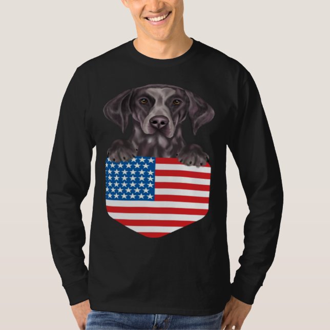 Camiseta America Flag German Shorthaired Pointer Dog In Poc (Anverso)
