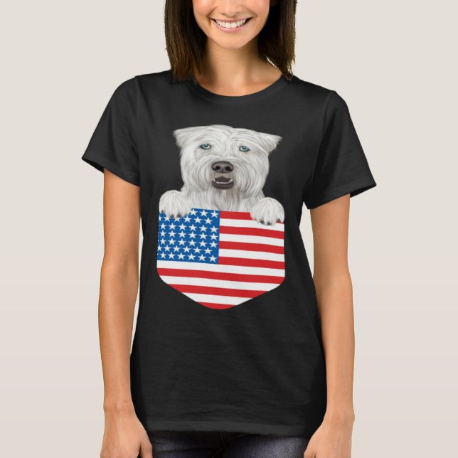 Camiseta America Flag Soft Coated Wheaten Terrier Dog In Po (Anverso)