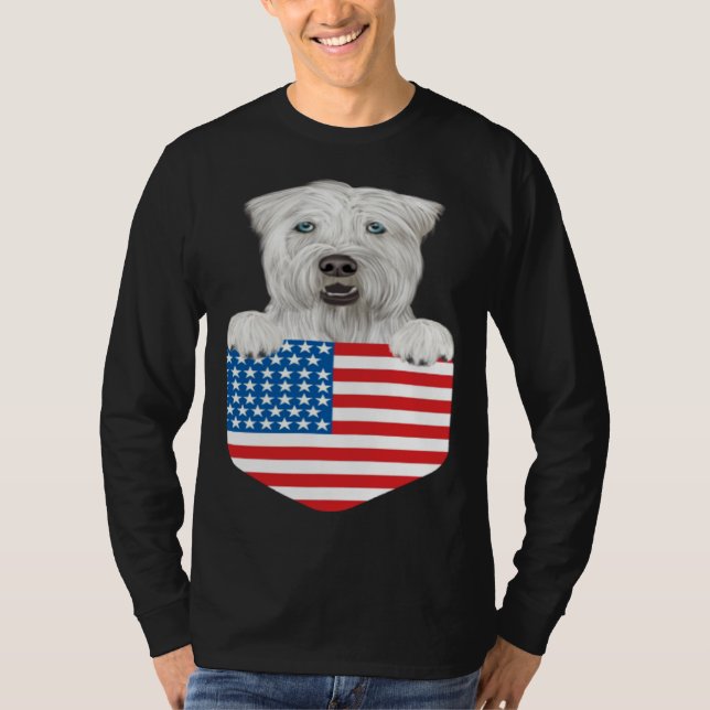Camiseta America Flag Soft Coated Wheaten Terrier Dog In Po (Anverso)