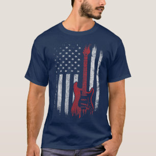 Camiseta America Guitarist Music Patriotic American USA Fla