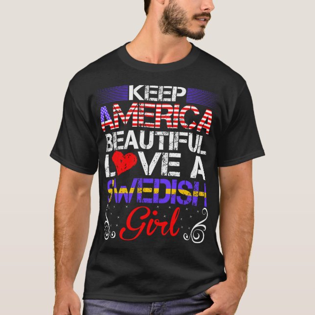 Camiseta América Hermoso amor Chica sueca regalo (Anverso)