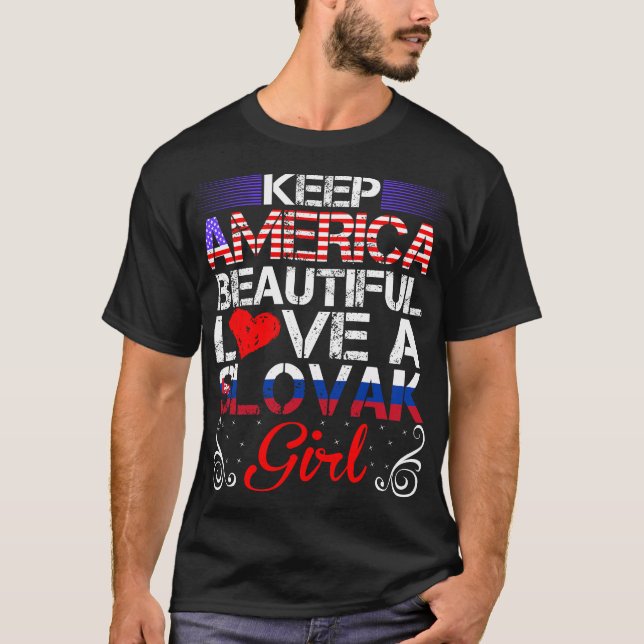 Camiseta América Hermoso amor regalo Chica eslovaco (Anverso)