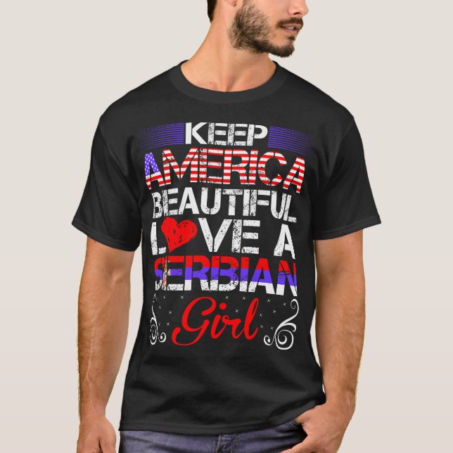 Camiseta América Hermoso amor Regalo Chica serbio (Anverso)