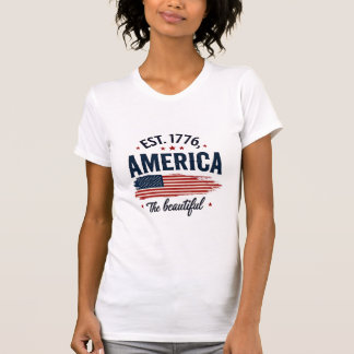 Camiseta América la Hermosa Bandera Patriótica Vintage Tipo