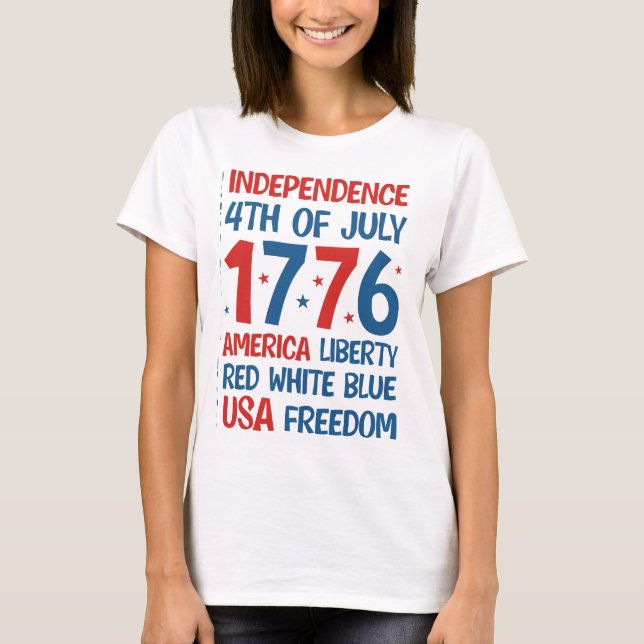 Camiseta America Liberty, Red, White, Blue, USA Freedom  (Anverso)
