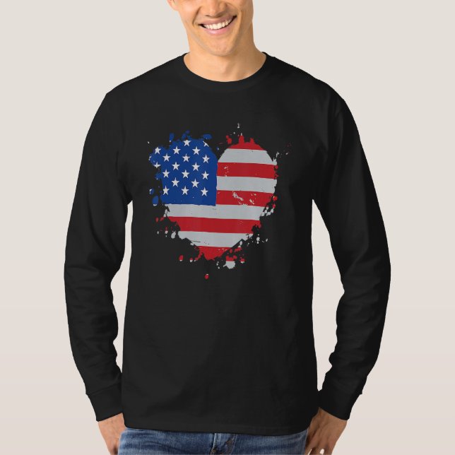 Camiseta America Love Flag USA Heart 4th Of July American P (Anverso)