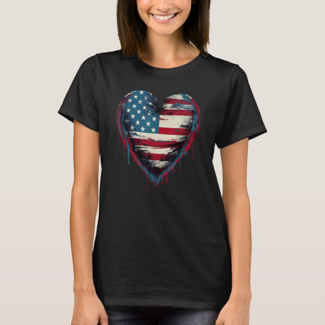 Camiseta America Love Flag USA Heart 4th Of July American P (Anverso)