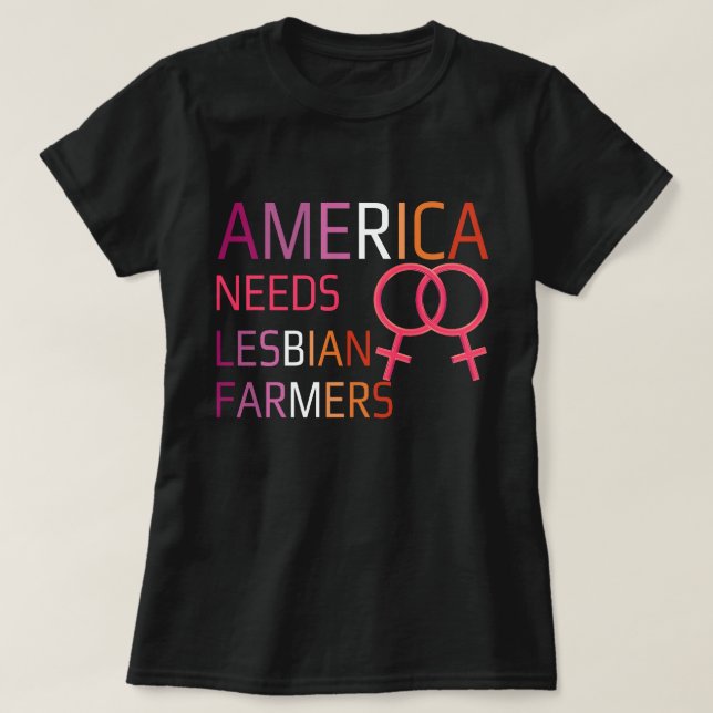 Camiseta América Necesita Granjeras Lesbianas (Diseño del anverso)