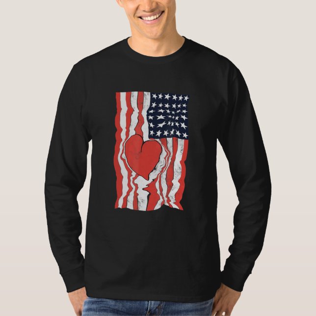 Camiseta América Patriótica del Corazón de la Bandera Ameri (Anverso)