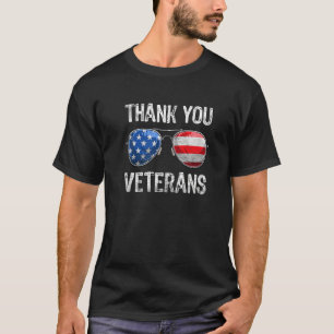 Camiseta América Patriótica Gafas de sol Gracias Veteranos 