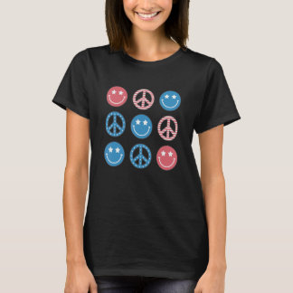 Camiseta America Peace Vibes Hippie Tee 4th Of July Indepen