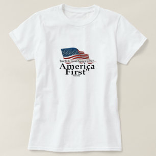 Camiseta America Primero Citación Patriótica de Trump Bande