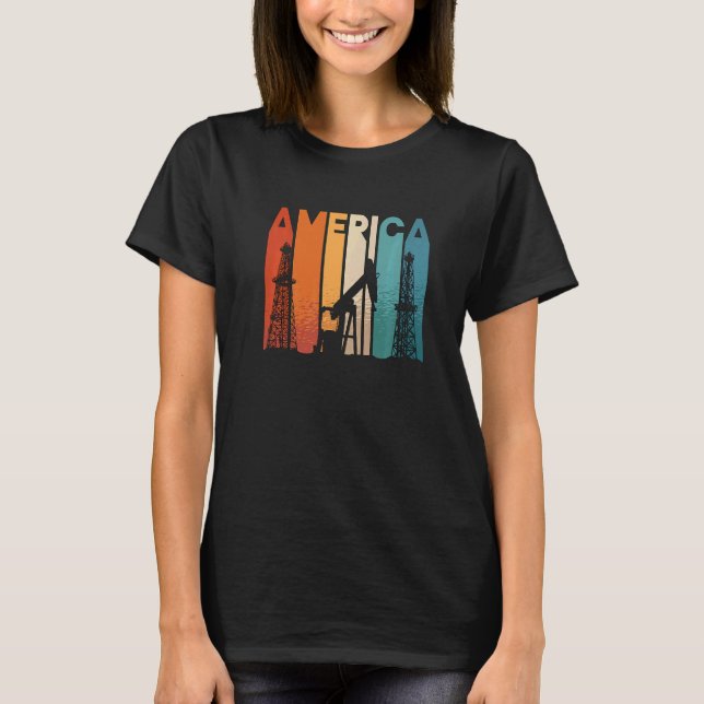 Camiseta America Retro Roughneck Oil Rig Worker Workers Oil (Anverso)